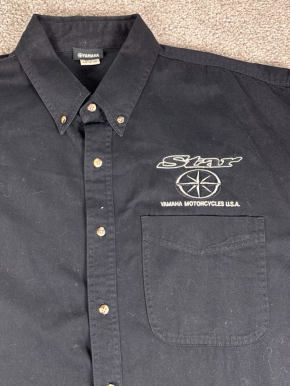 Yamaha Star Motorcycles USA Shirt Size Large Button Up Long Sleeve Black
